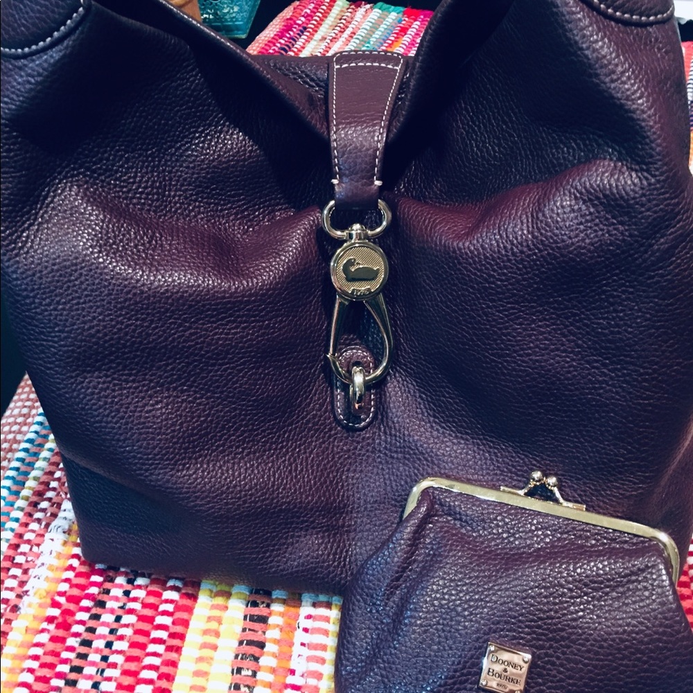 Dooney & Bourke Plum/Burgundy Shoulder Bag+CoinPur